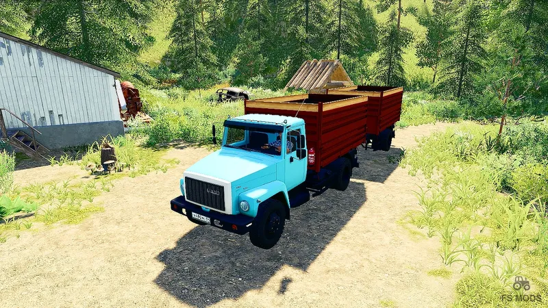 Грузовик ГАЗ 33071 & Trailer v 1.2
